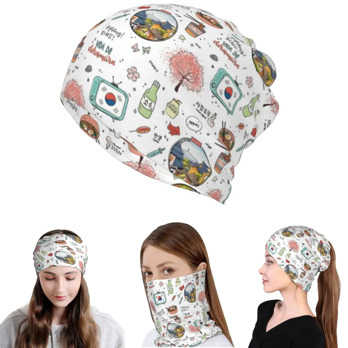 

Kdrama Dorama Korean Drama K-drama Soju Korea Cherry Blossom Bandana Neck Gaiter Wrap Scarf Cycling Scarf Beanies Hat Men Women