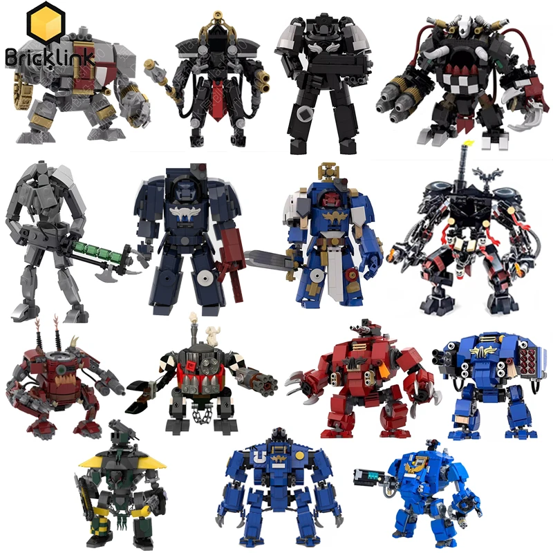 

Bricklink Game Mecha ORC Killas Kan Dreadnought Terminator Captain Black Templar Necron Warrior Robot Sets Building Blocks Toys