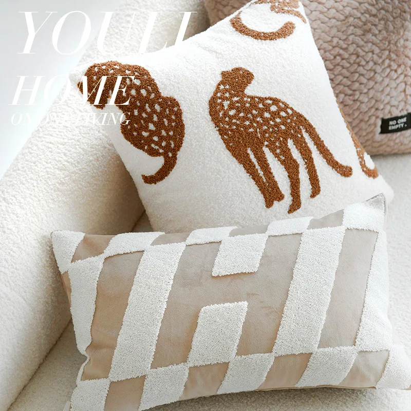 30X50/45x45CM French Animal Throw Pillow Cover Brown Light Luxury Stamping Waist Cushion Cover Decor Home Decorative Pillowcase