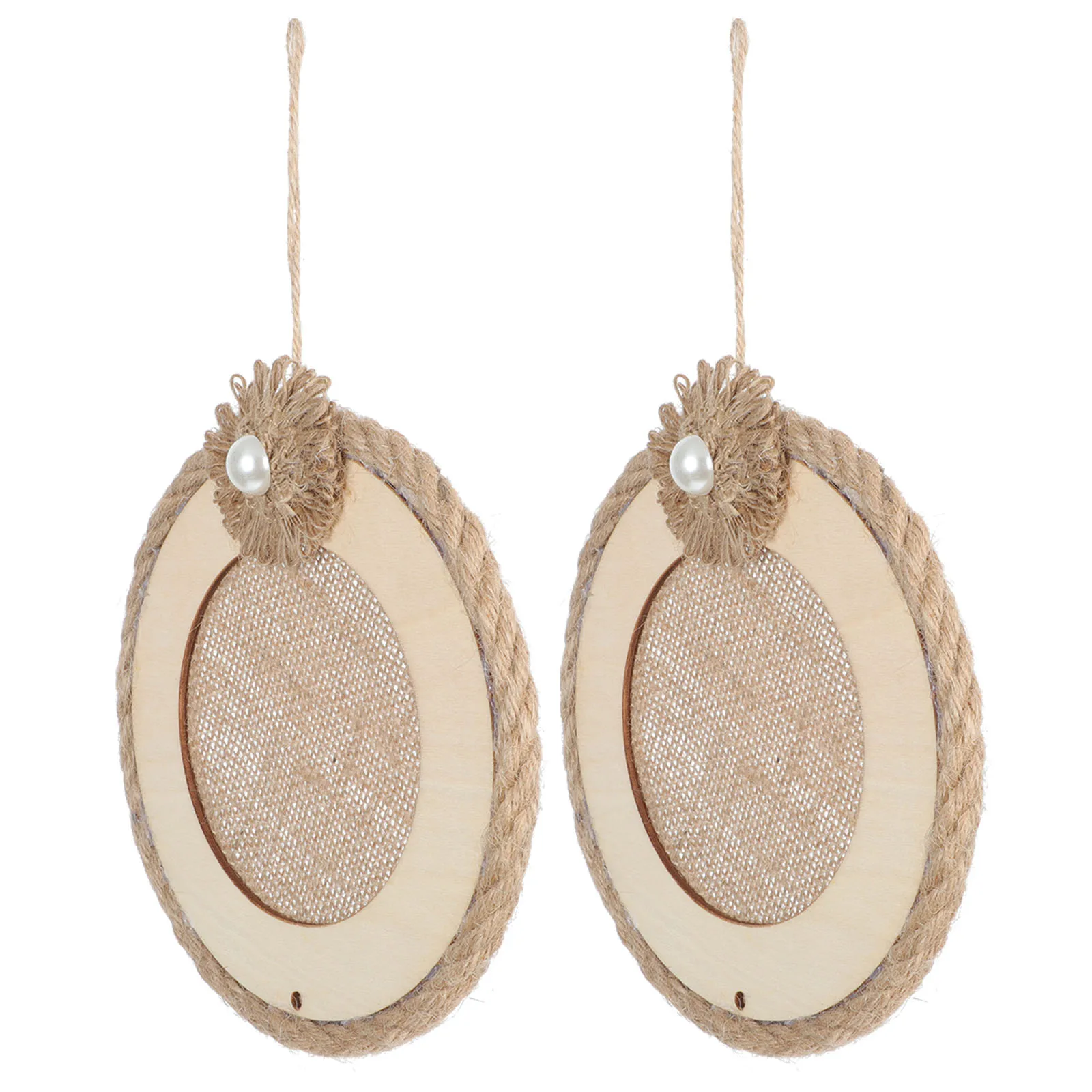 

2Pcs Wooden Chip Wreath Natural DIY Frame Christmas Holiday Home Decor Pendant Sewing Supplies Craft Project