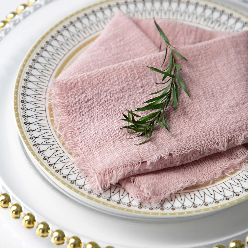 32x32 سنتيمتر الزفاف الديكور البوليستر مهدب المناديل مناسبة للديكور اليومي في حفلات الزفاف غرف المعيشة 6/12 قطعة