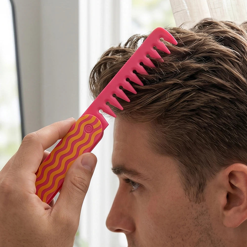 1-Piece Dual-Purpose Multifunctional Folding Comb with Colorful Wave Pattern, Wide-Tooth Comb for Oil Hair, Portable Travel Fine-Tooth Pocket Comb, Colorful Folding Hair Styling Comb