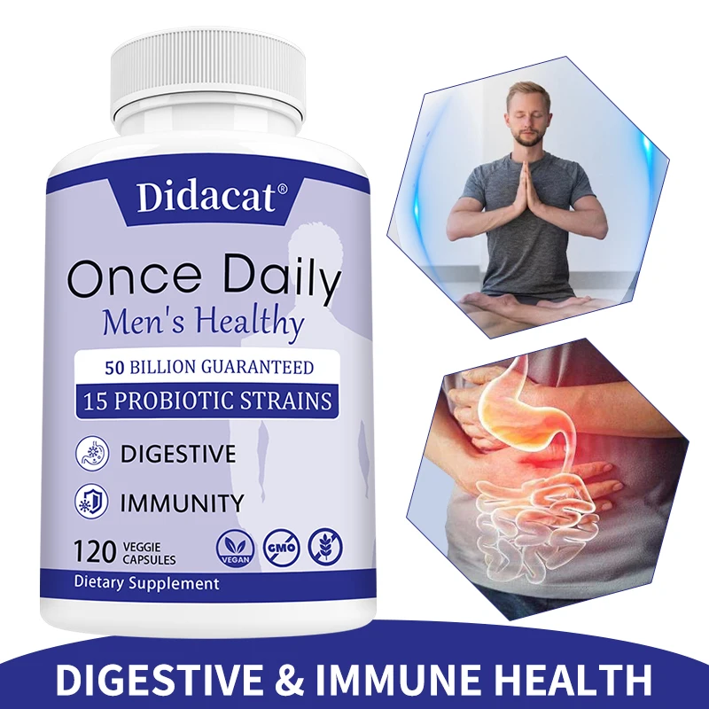 

Men’s Probiotic Capsules, 500 Billion CFU with Prebiotic Fiber, Absorption, Supports Gut, Digestive, Intestinal & Immune Health