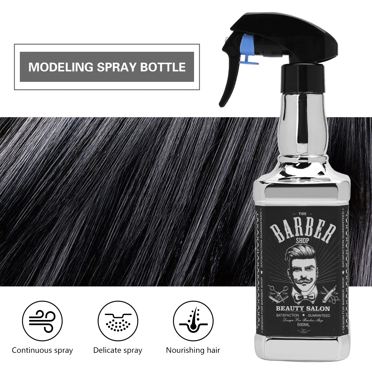 500ML Plating Hairdressing Spray Bottle Empty Continuous Atomizer Waterialon Home Hair Plant Mist Sprayer Tools Supplies