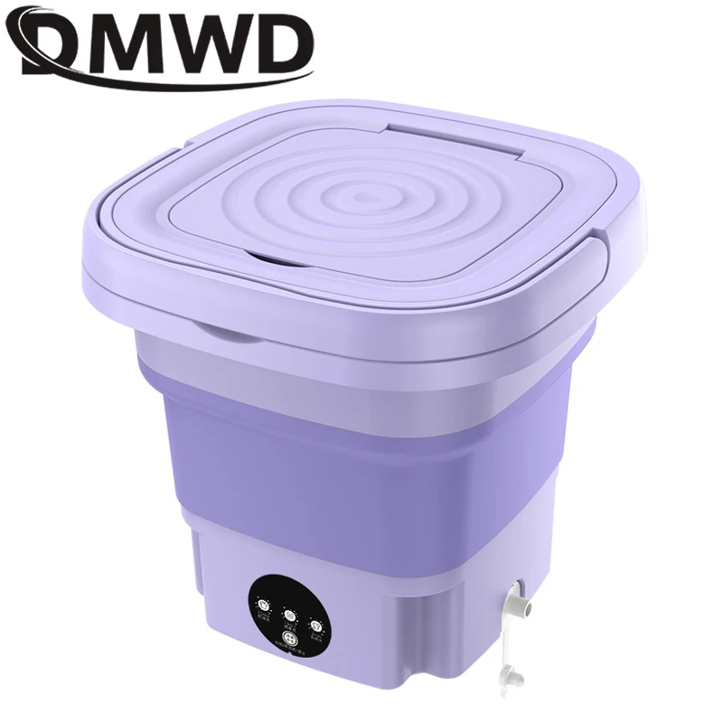 12V เครื่องซักผ้าแบบพกพา 8L เครื่องซักผ้าพับ Spin Dryer ชุดชั้นในถุงเท้าเครื่องซักผ้า Travel เครื่องมือทําความสะอาด EU