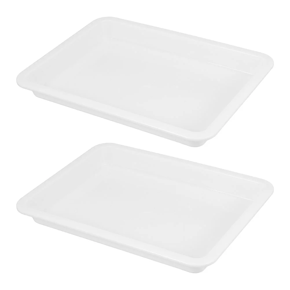 4 Pcs Large Plastic Trays Lab Rectangular Reagent Serving for Science White Laboratory