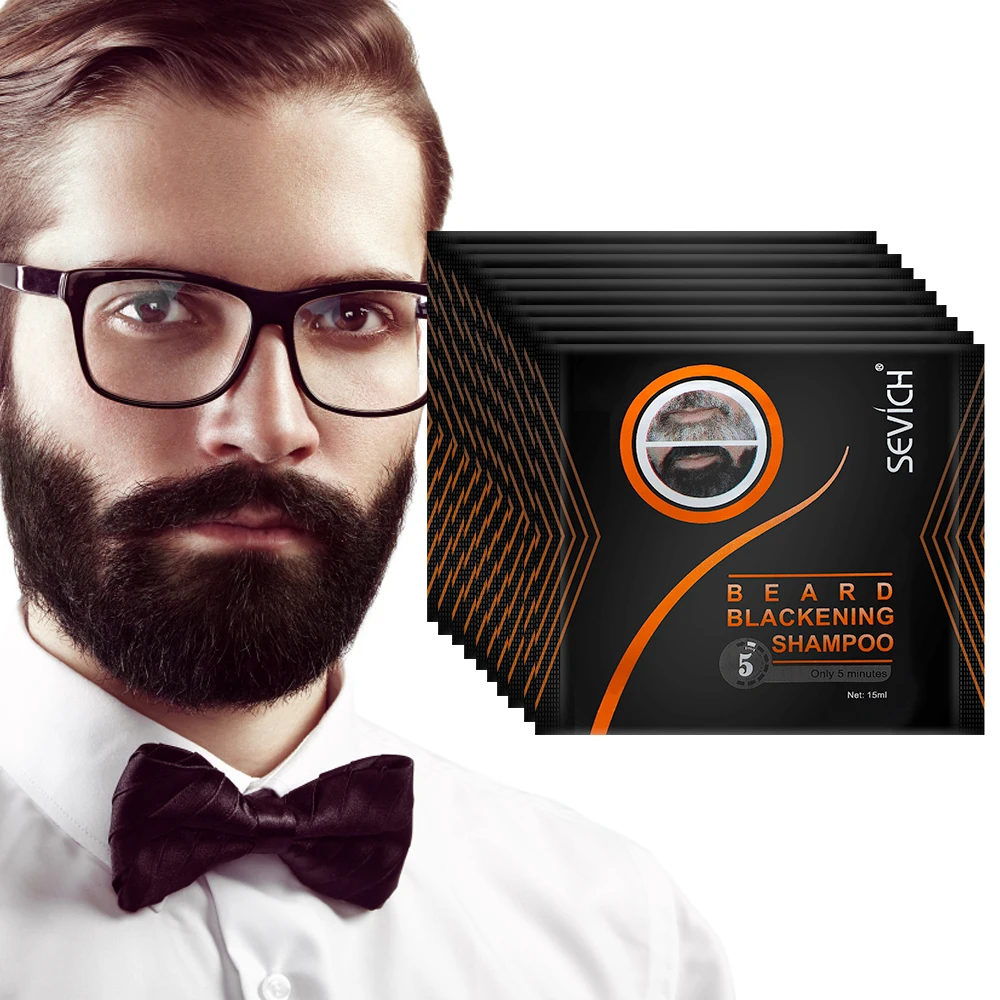 5PCS 5 Minutes Men Efficient Blackening Beard Coloring Nourishing Beard Shampoo Dye Herb Natural Repair Faster Hair Color Dye