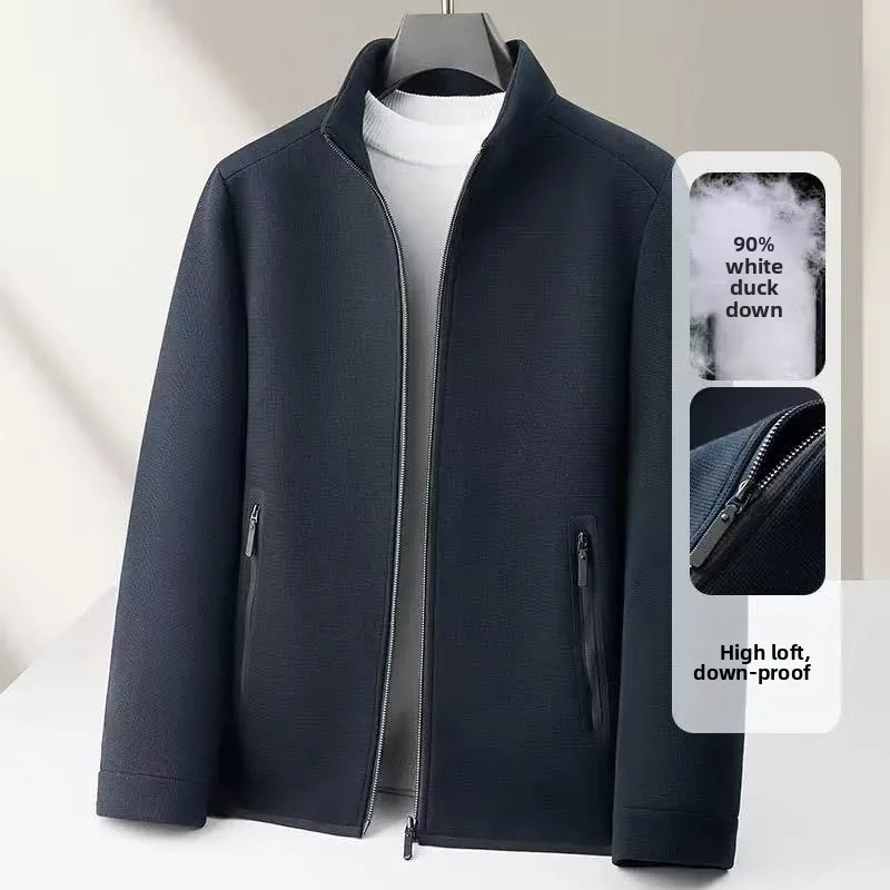 

2025 Autumn/Winter New Men's Knitted Wool Down Jacket National Standard White Duck Down Thickened Warm Light Luxury Down Jacket