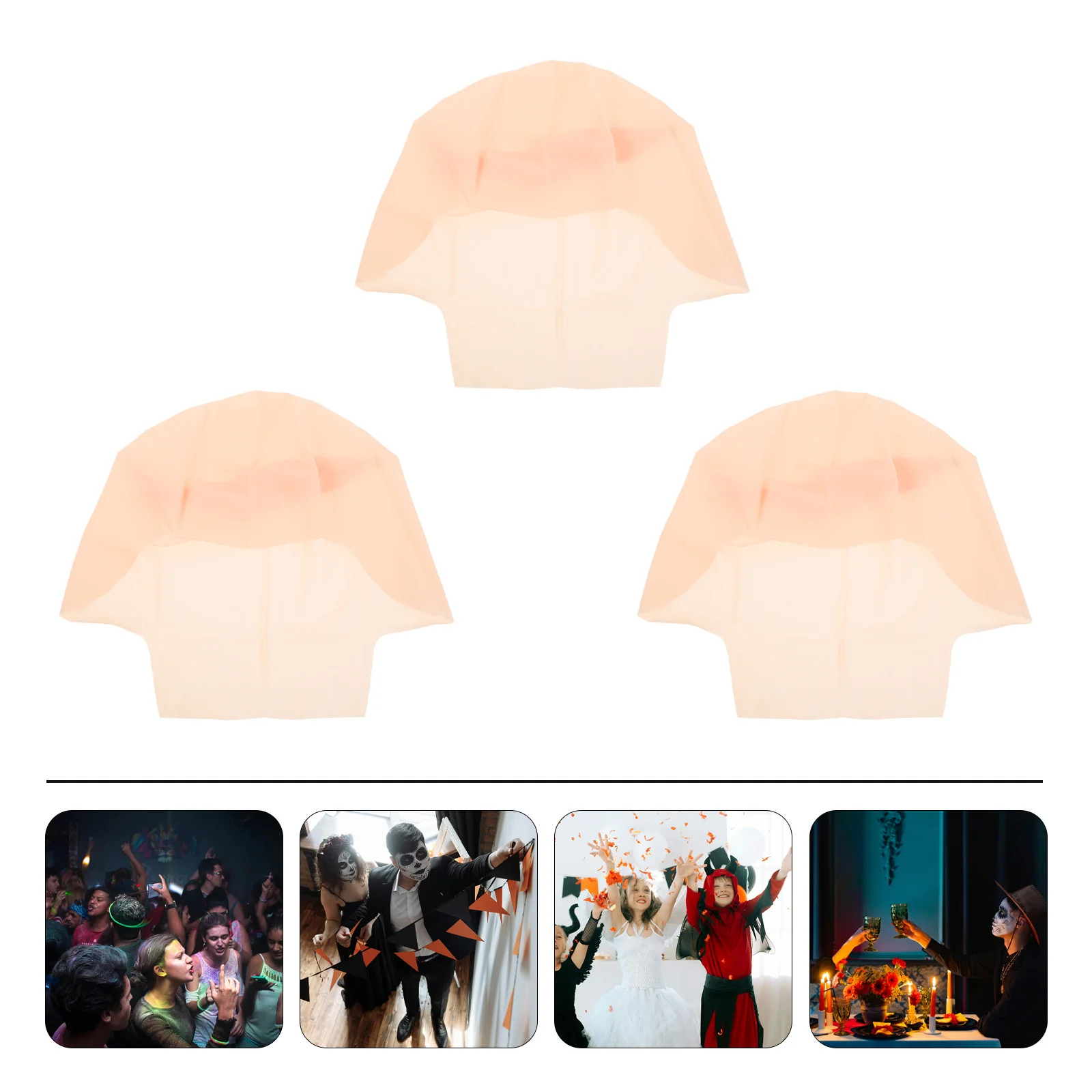 หมวกฮาโลวีนแบบหัวล้าน 3 ชิ้น สีน้ำตาล ทำจากยางลาเท็กซ์ ให้ลุคเหมือนผู้สูงอายุ สำหรับผู้ใหญ่ ใช้สำหรับคอสเพลย์ อุปกรณ์เสริมฮาโลวีน สำหรับผู้ชาย