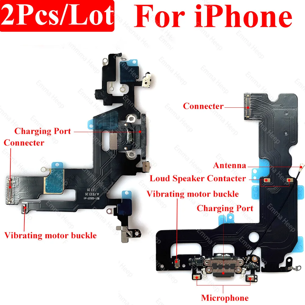 2Pcs USB Charging Port Flex Cable for iPhone XS Max XR X 11 Pro Max 12 12 Mini 13 Dock Connector Mic Board Replacement