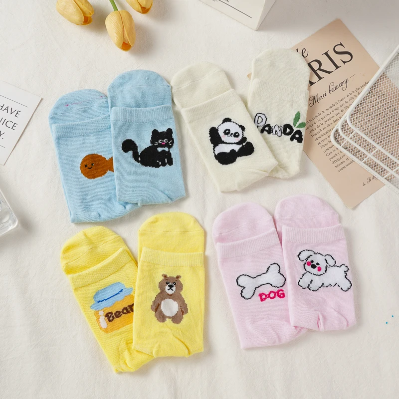 

Women's Cartoon Animal Mid-tube Socks Summer Cute Trendy Creative A&B Style Soft Breathable Cotton Socks
