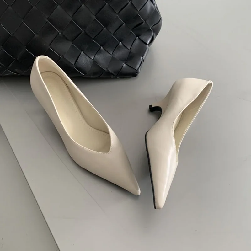 2026 Spring New Brand Women Pumps Shoes Fashion Pointed Toe Shallow Slip On Single Shoes Thin Low Heel Boat Shoes New Woman