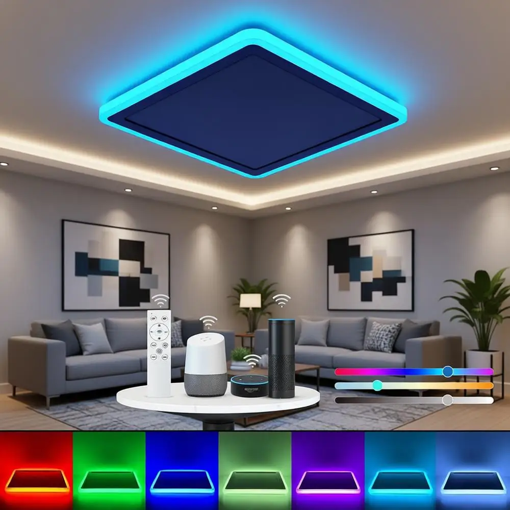 13in RGB LED Ceiling Light with Remote, Compatible with Alexa, Suitable for Home, Bedroom, Kitchen