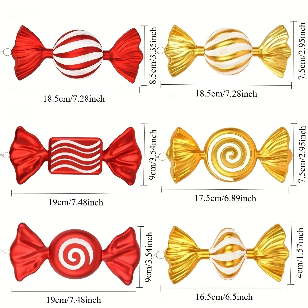 1PC large gold and red hand-painted simulation candy hanging decoration, equipped with a hanging rope, is particularly suitable
