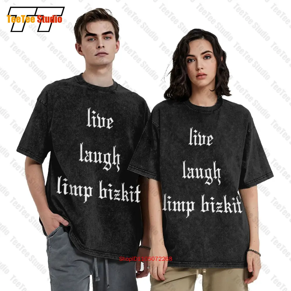 تي شيرت Live Laugh Limp Bizkit Vintage كبير الحجم بشعار Nu Metal Fred Durst D8FL