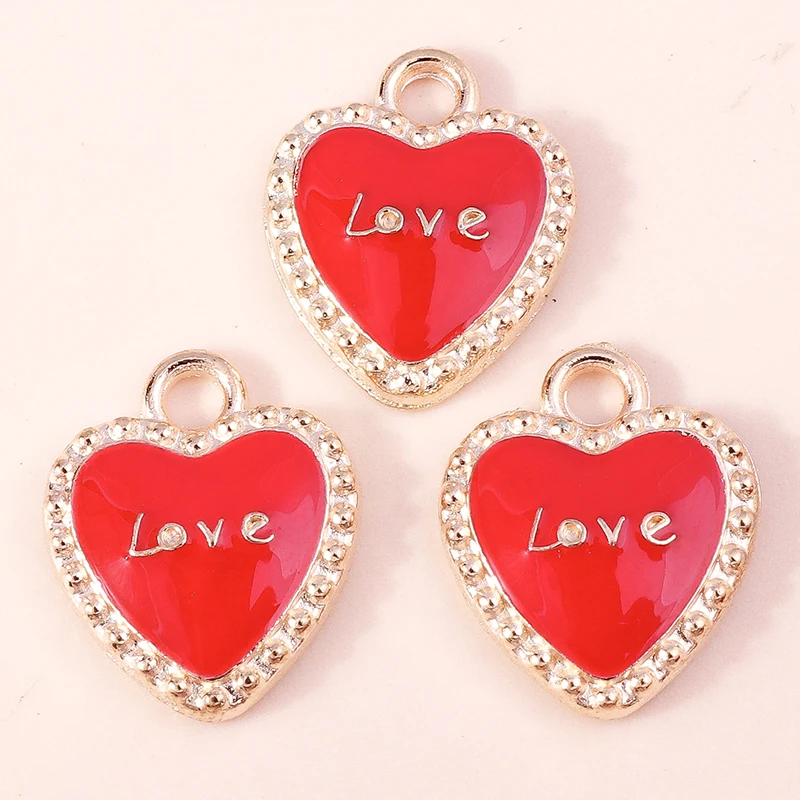 

20pcs 13x15mm Cute Enamel Love Heart Charms Pendants for Jewelry Making Drop Earrings Necklaces Bracelets DIY Crafts Accessories