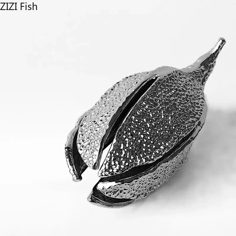 Metal Bean Pod Handicraft Ornament Desktop Display Sculpture Statue Home Decoration Accessories Figurines Miniatures