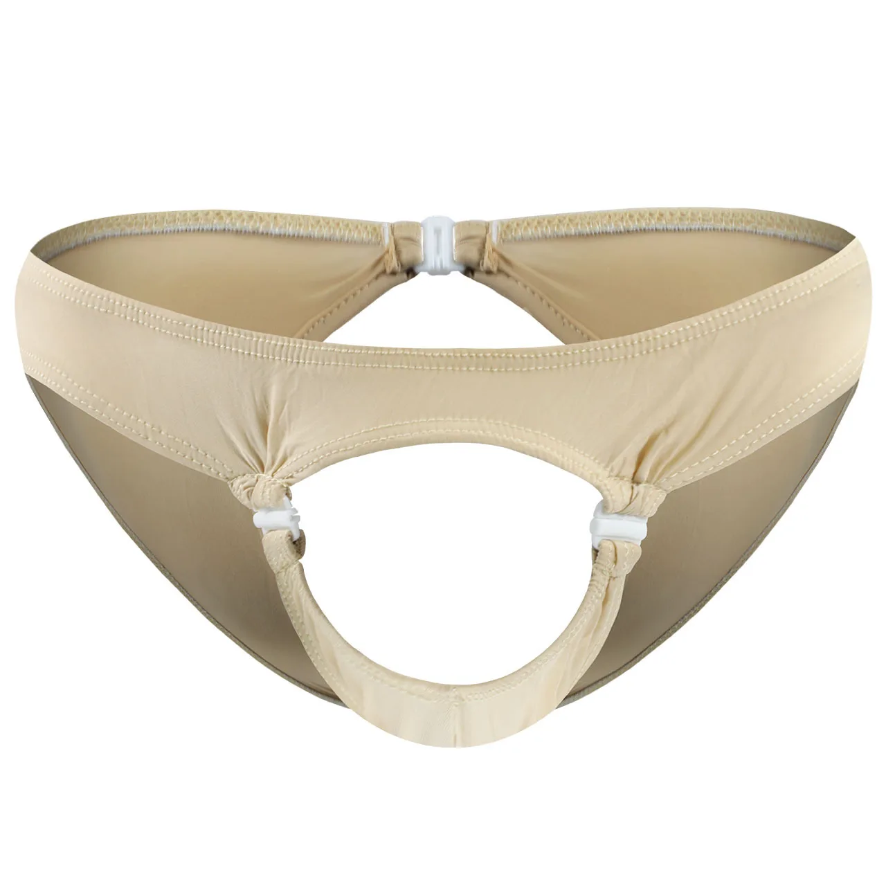 Men's Ice Silk Open-Back Thong, Quick-Release Buckle Sexy Briefs