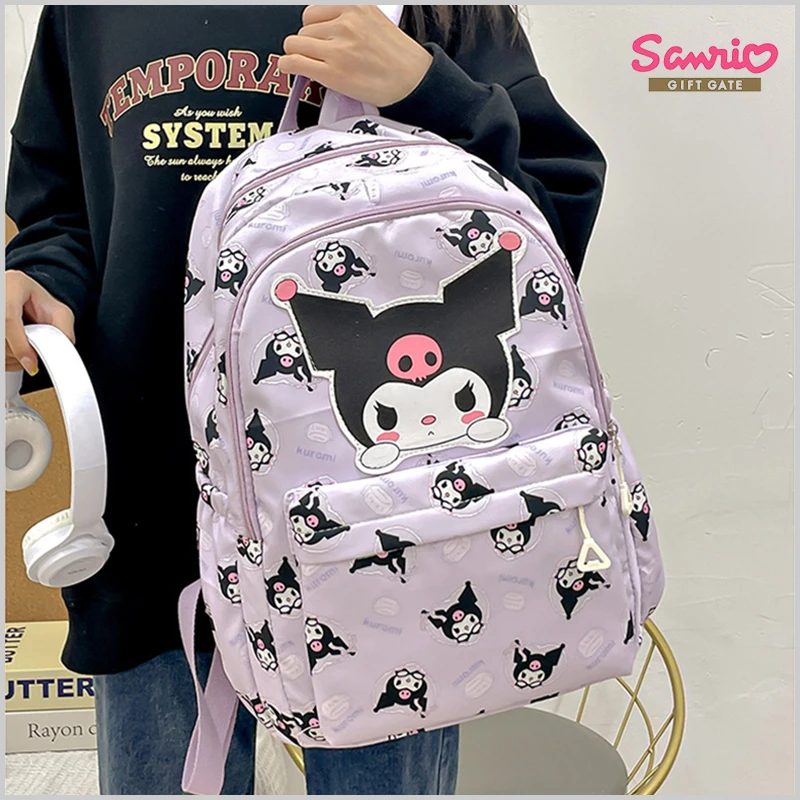 Sanrio Backpack For Women Cartoon Hello Kitty Kuromi Bookbag Student Teenager Girl Boy Nylon Shoulders Bag Schoolbag Kawaii Bags