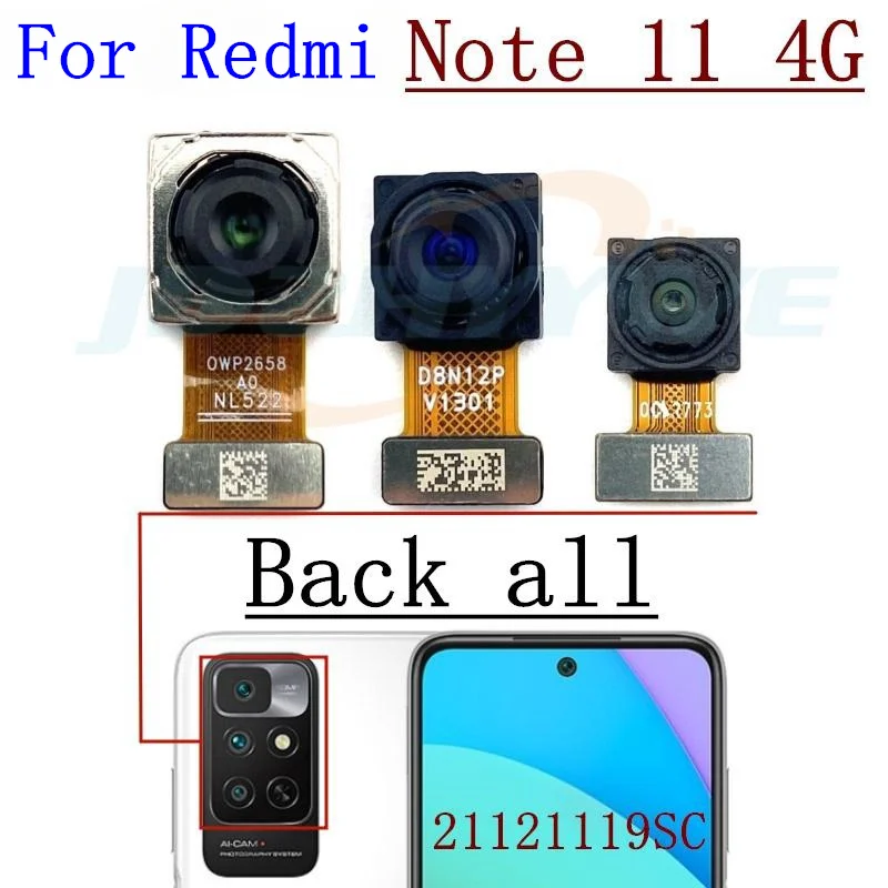 Rear Front Camera For Xiaomi Redmi Note 11 4G Global Back Selfie Frontal Backside Camera Module Flex Repair Spare Parts