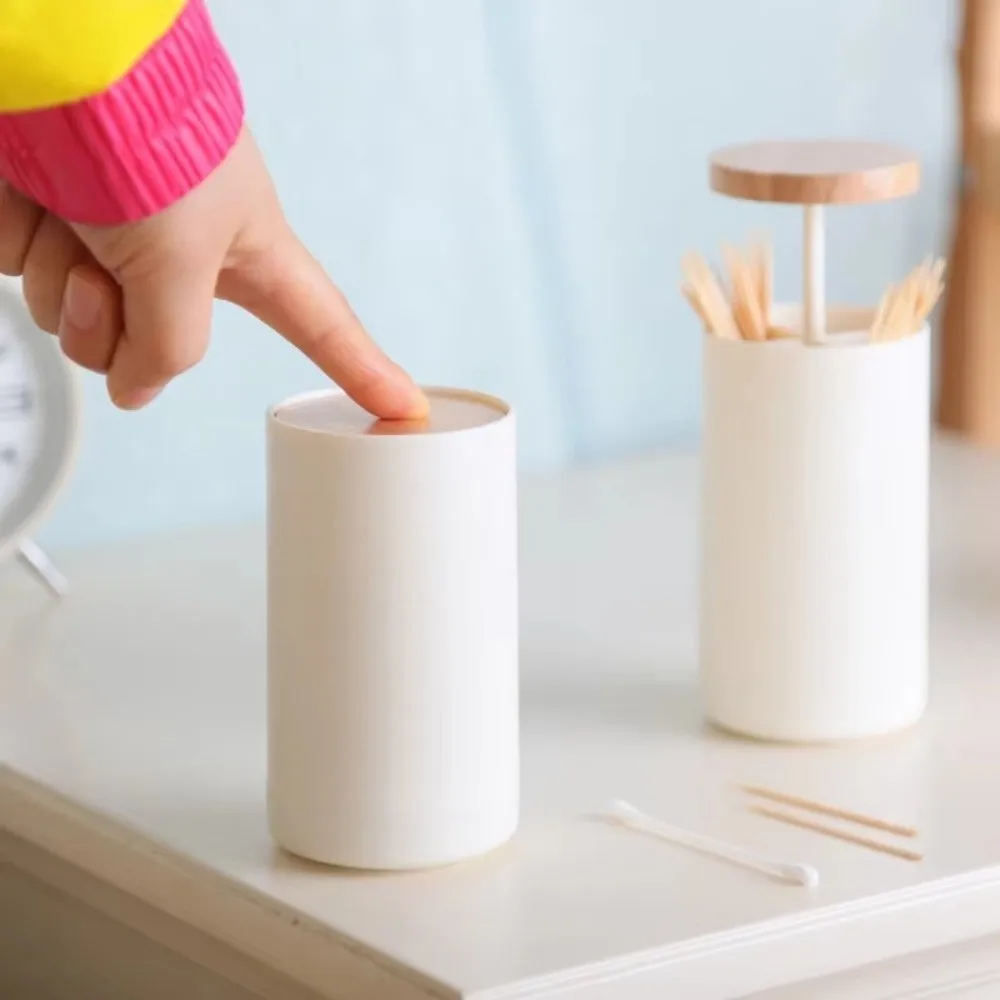Creative Toothpick Holder Automatic Pop Up Portable Cotton Swab Box Multi Compartment Organizer Storage Case Toothpick Dispenser