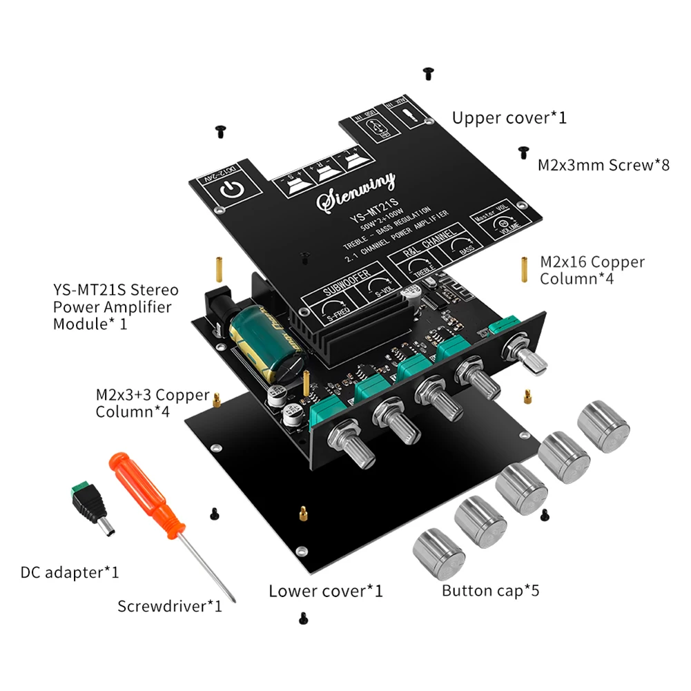 2023 hifi audio verstärker bluetooth 5,1 5,0 2,1 kanal subwoofer verstärker platine 50 wx2 w amp modul YS-MT21S ZK-MT21