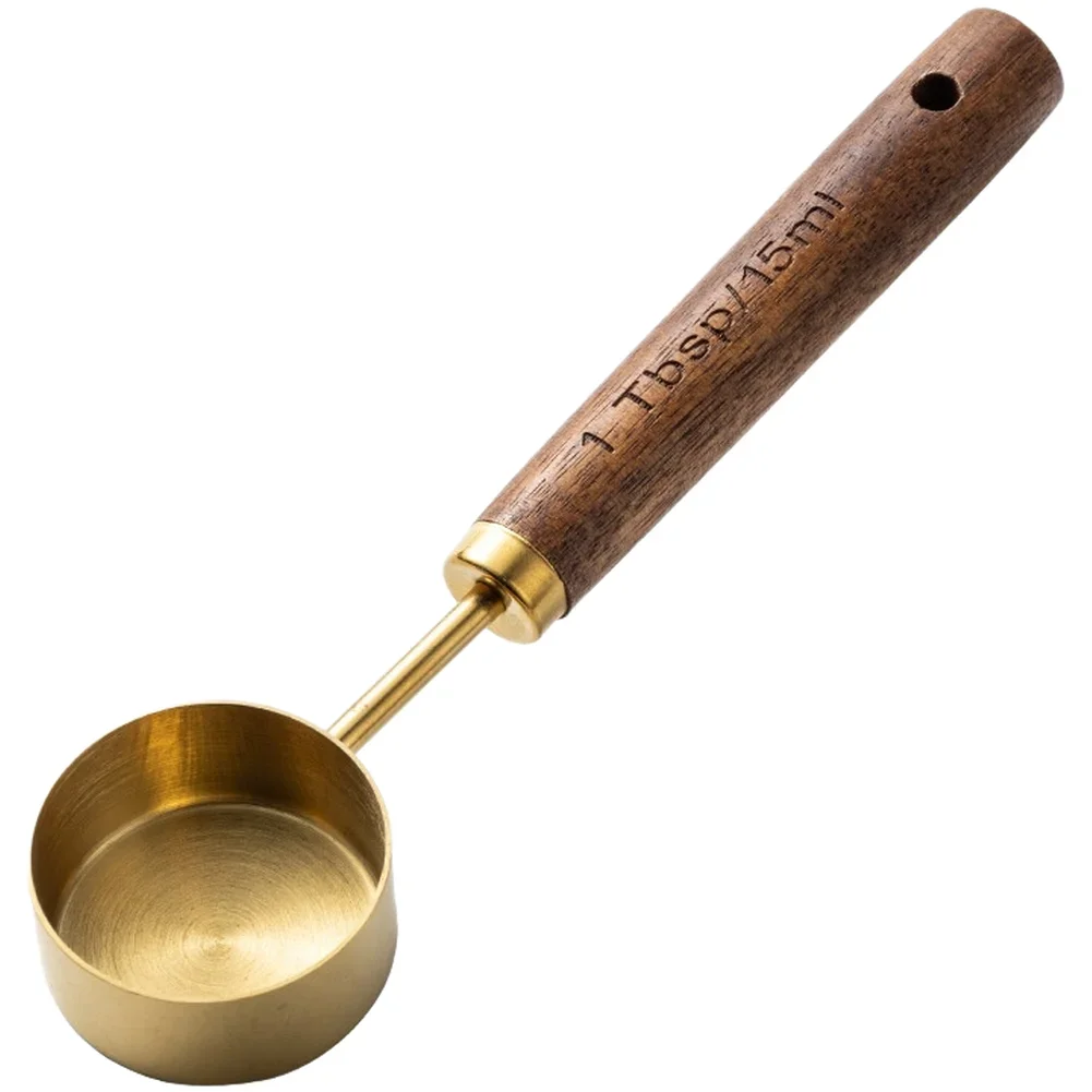 Coffee Scoop Stainless Steel 15ml with Elegant Black Walnut Handle for Accurate Measuring of Grounds and Dry Foods