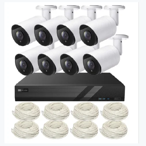 

5MP 8CH PoE Bullet Security Camera System with 8pcs IP Surveillance Camera, 8CH 4KH.265+ POE NVR POE System