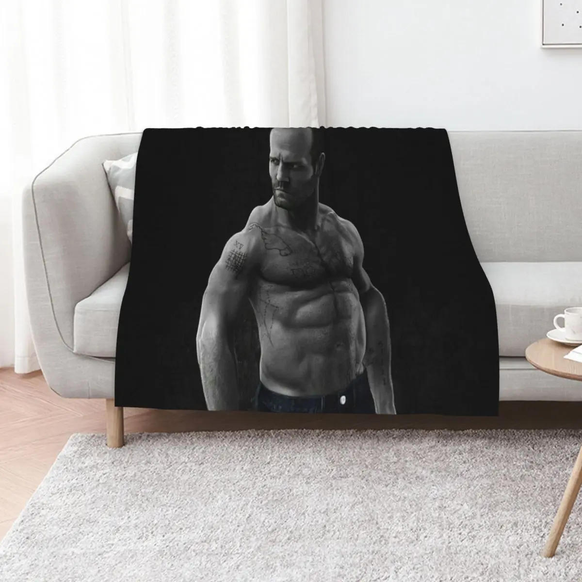 

jason statham Throw Blanket Weighted valentine gift ideas Moving Decorative Sofas Blankets