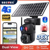 SECTEC 6MP 36X Zoom Lens Dual View Solar Battery PTZ Camera Outdoor Surveillance CCTV Camera 4G Wireless Wifi Security Camera