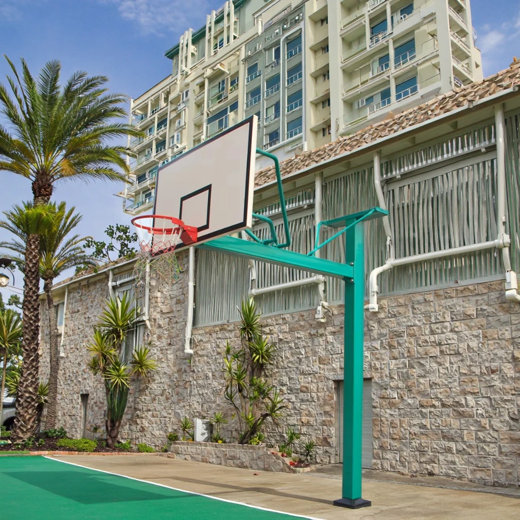 ขาตั้งบาสเก็ตบอลในร่ม/กลางแจ้งชั้นดีพร้อมอุปกรณ์สนามห่วงกระดานด้านหลังแบบเคลื่อนย้ายได้