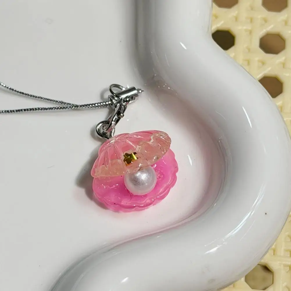 Translucent Keychain Charm 2pcs Keychain Pendant Set with Imitation Pearls Translucent Gradient Glitter Keyrings Lobster Clasp