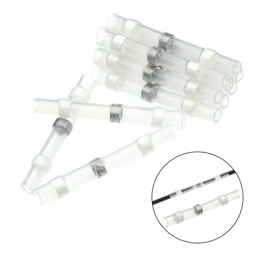100Pcs Solder Seal Connectors Compatible with 26 24AWG Stranded or Solid Core Wires for Permanent Splice Applications