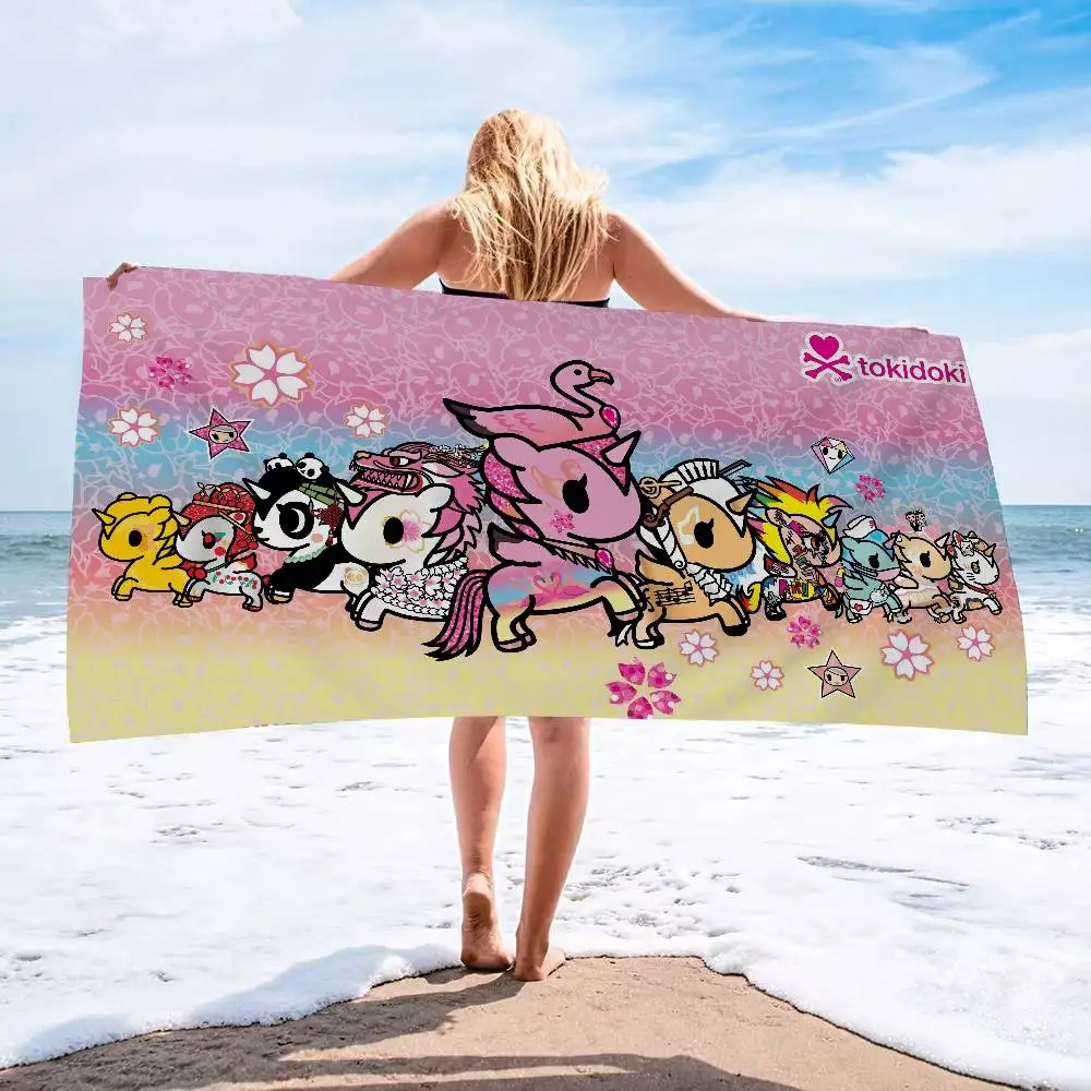 العلامة التجارية الشهيرة Kawaii T-Tokidoki ستوكات مطبوعة منشفة الشاطئ تسلق الجبال اليوغا الشاطئ السباحة تشغيل منشفة ناعمة ماصة #1