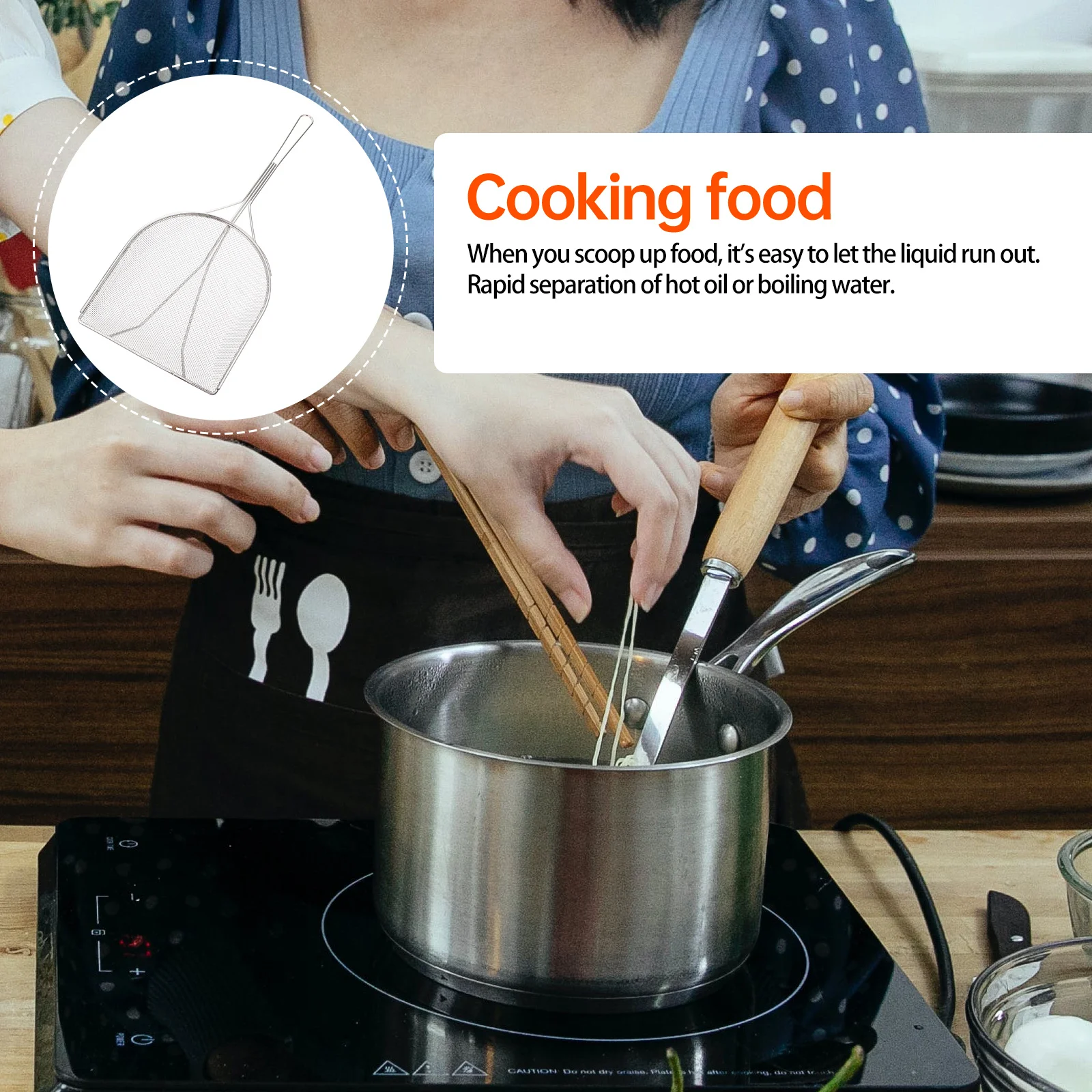 

1Pcs Stainless Steel Oil Slag Scoop Oil Filter Strainer Long Handle Slotted Spoon Kitchen Cooking Tool Silver