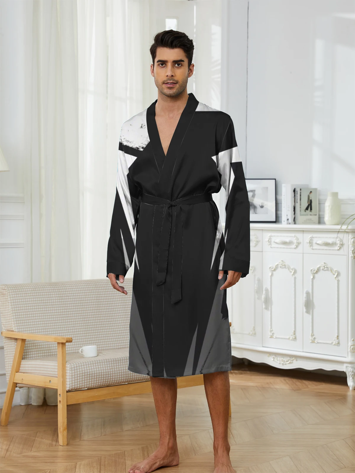 1pcs Men's Robes 2026 Spring/Summer 3D Printed bath robe Robes Sleepwear Breathable sleepwear dressing gown Graphic