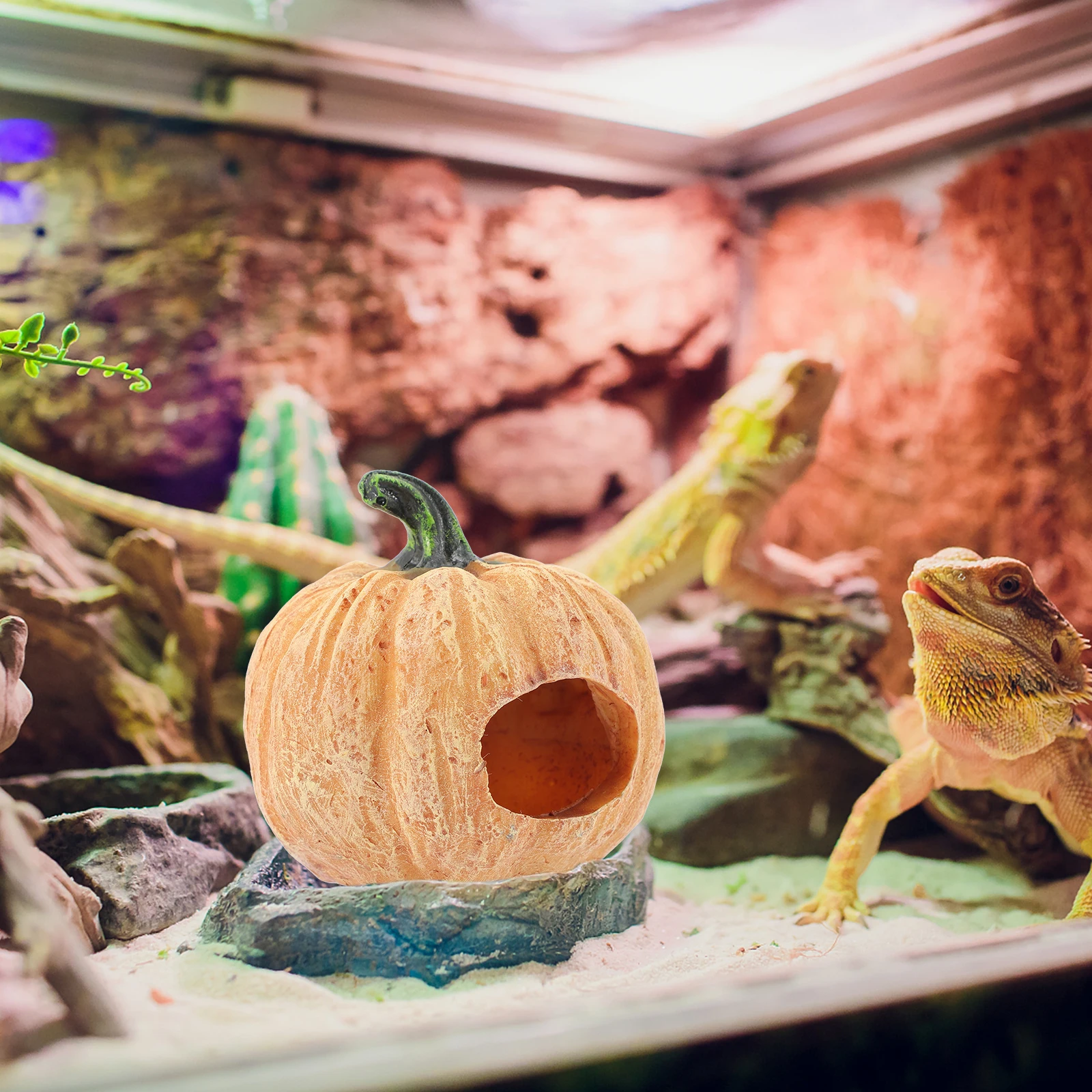 

Resin Pumpkin Aquarium Decor Shrimp Cave Fish Tank nament Home Decor Reptile Hideout Underwater Model Pet