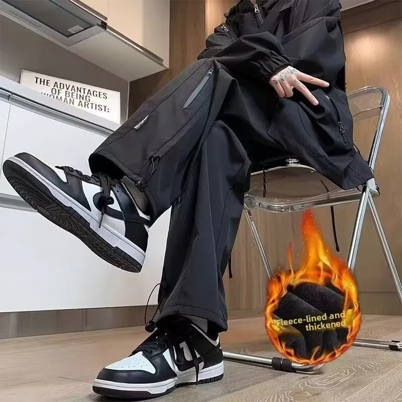 

Новые мужские повседневные брюки American Sle 2025 года, осенне-зимние, для горного туризма, свободного кроя, прямые штанины, спортивные, модные, длинные