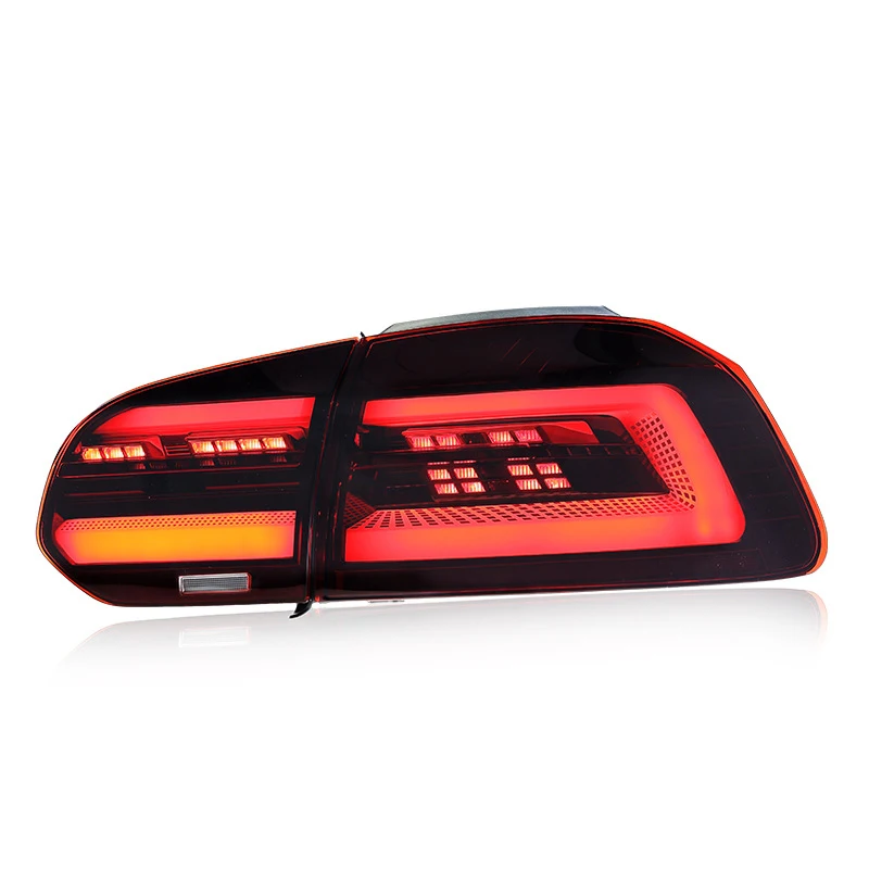 New 09-13  6-Speed Taillight Assembly GTI Modified LED Driving Light with Red Lens Color Flow Direction view 3