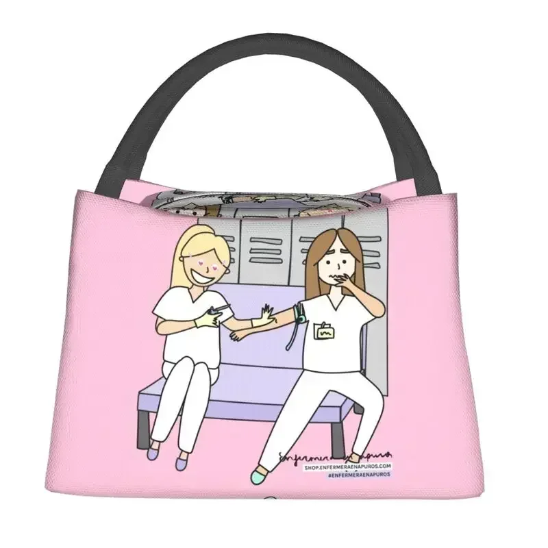 Enfermera En Apuros Nurse Medicine Resuable Lunch Boxes Women Multifunction Cooler Thermal Food Insulated Lunch Bag Container image 2