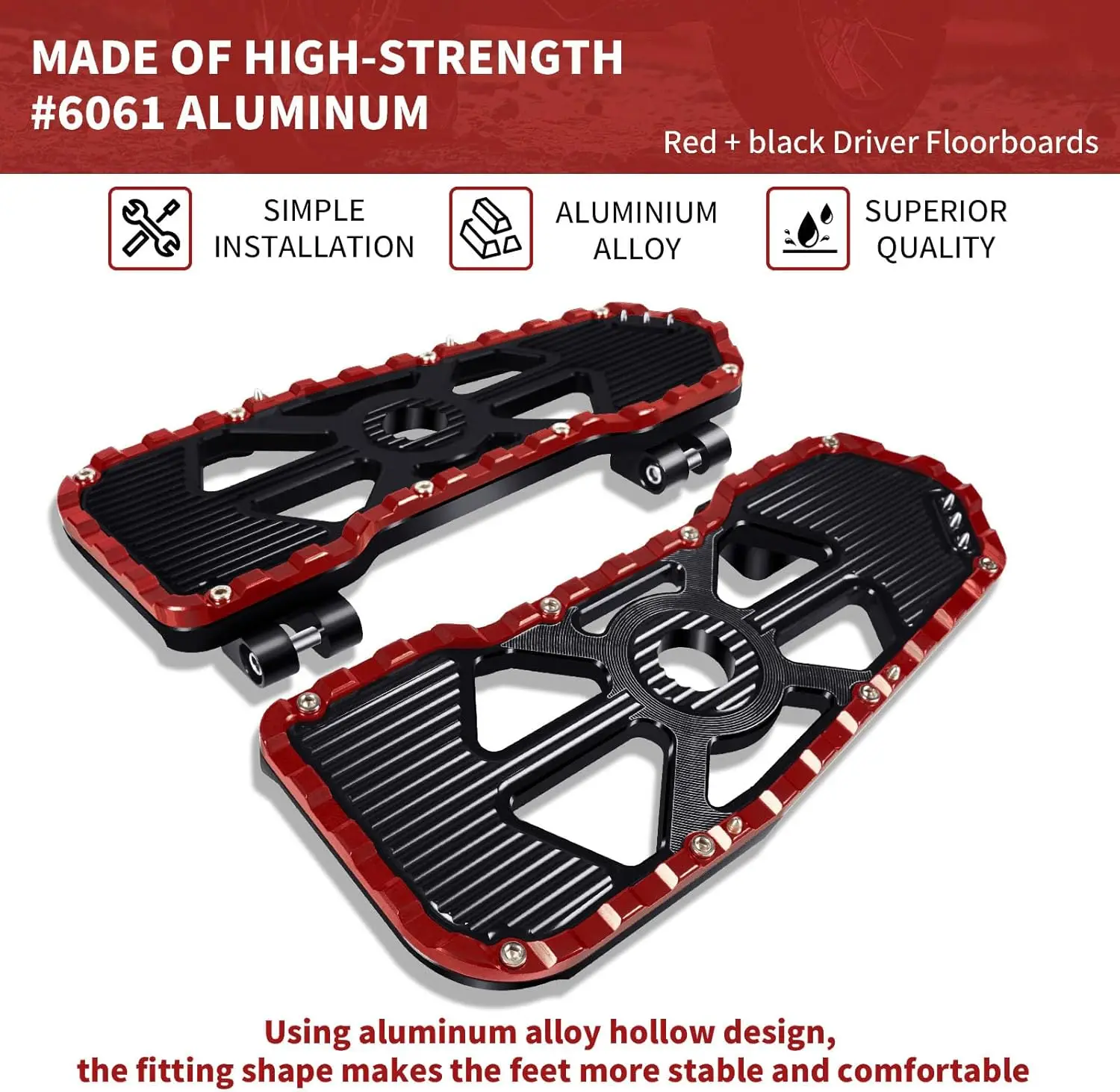 

Universal 10mm Passenger Floor Boards+Driver FloorBoards/Footpegs for Harley Touring/Road King/Road Glide1999-2025 &2009