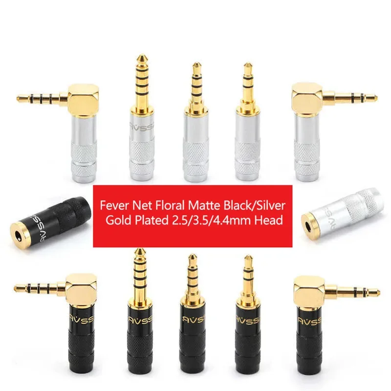 2.5/3.5MM Gold Plated Angled Audio Plug 3 Section  Stereo Headsets Headsets Welding Plug DIYElbow 90 Degrees L Straight 4.4M