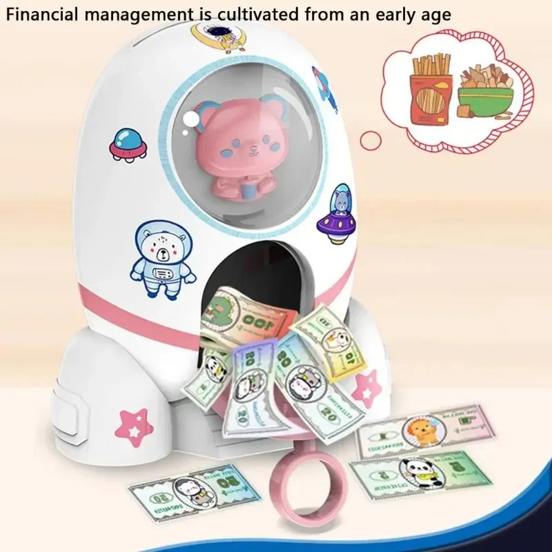 Children Rocket Astronaut Saving Money Box Toys Kids Cute Aviation Piggy Coin Bank Cartoon Sticker Home Decor Birthday gifts