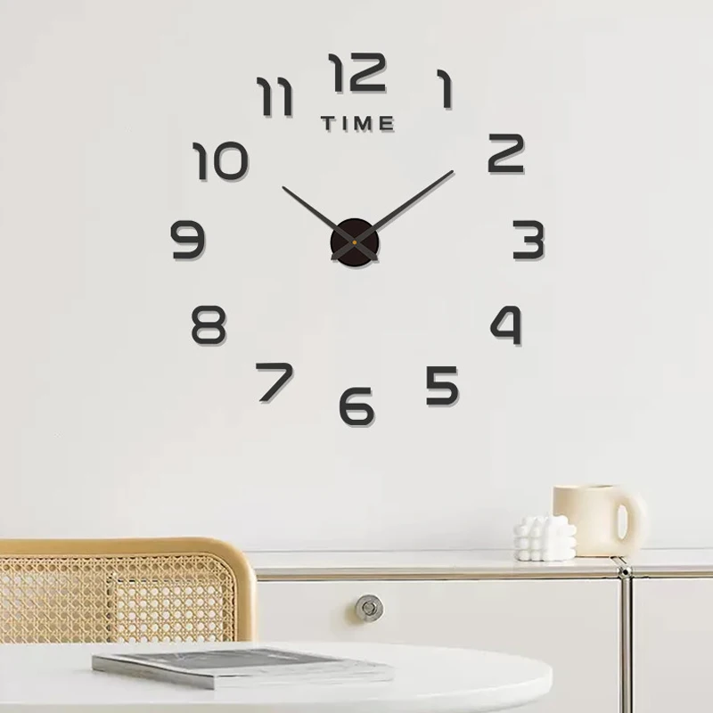 Stylish 3D DIY Wall Sticker Clock | Silent Acrylic Digital Clock No-Drill Easy Install Home Decoration for Bedroom & Hallway