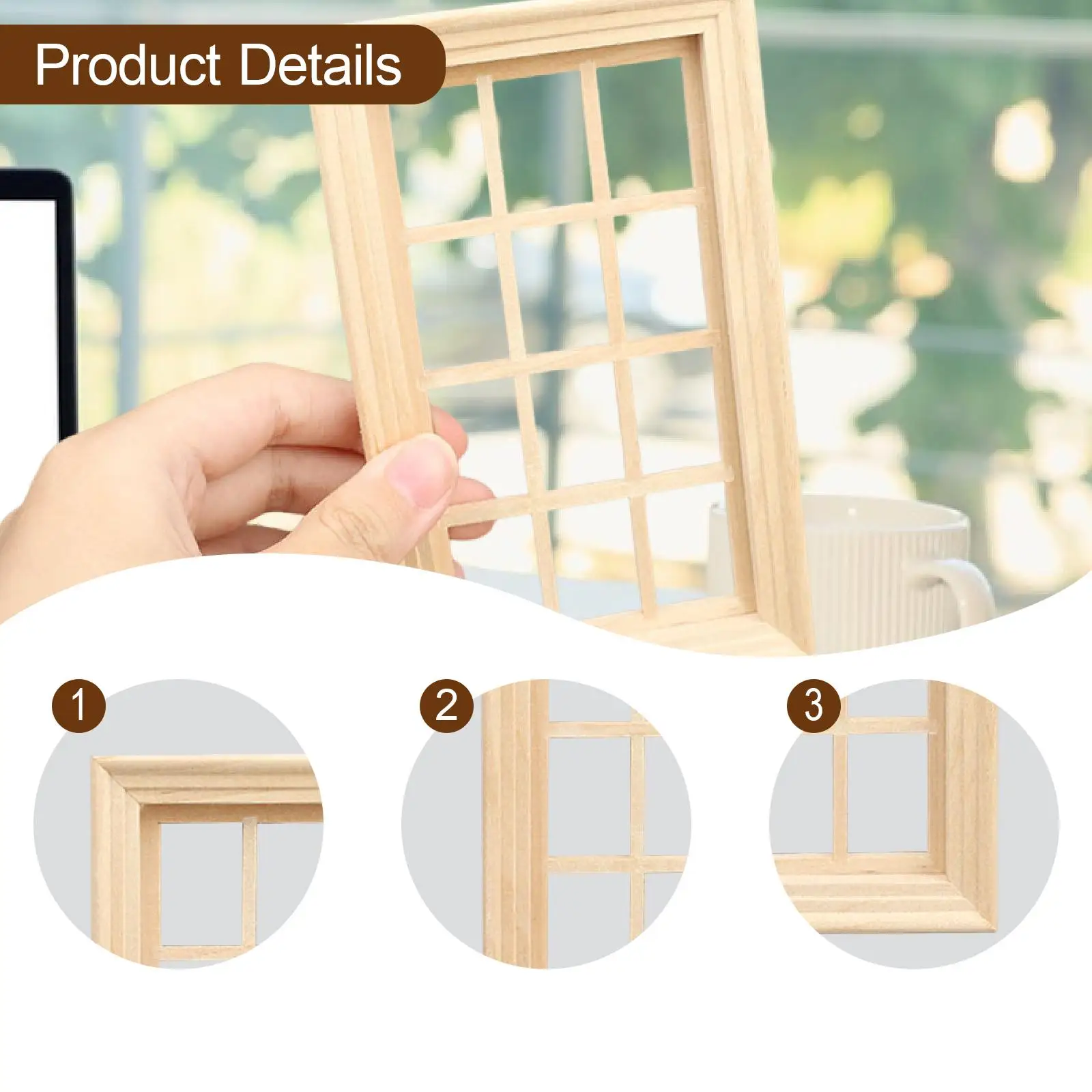 

1 12 Scale Miniature Wooden Window Frame Dollhouse Ornament Furniture Decor for Miniature Toys Girls