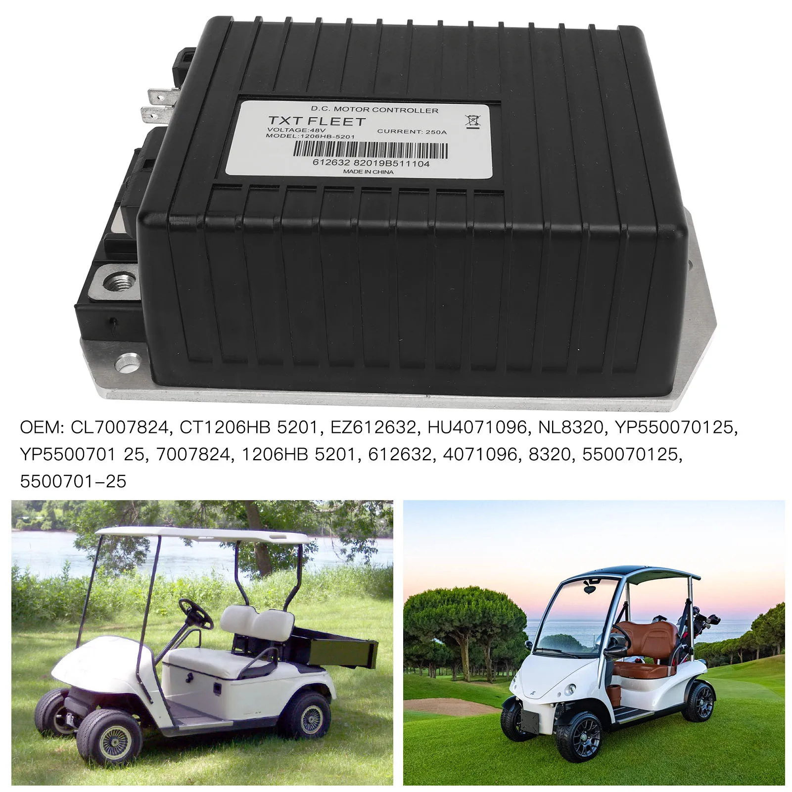 カート モーター コントローラー 48V モーター コントローラー 250A ITS スロットル入力 1206HB 5201 E‑GO Express S4 L4 の交換用