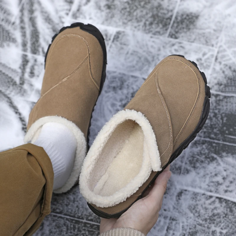 Winter Male Warm Cotton Slipper Home Plush Shoes Waterproof Couple Warm BareFoot Slides Non-Slip Soft Lightweight Indoor Shoes