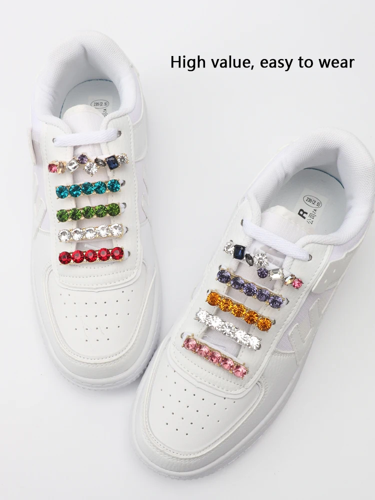 Shoes Flower Tide with Shiny Rhinestone Creative Couple Shoelaces Buckle Decoration Ins Canvas Shoelace Accessories Sneakers 1pc