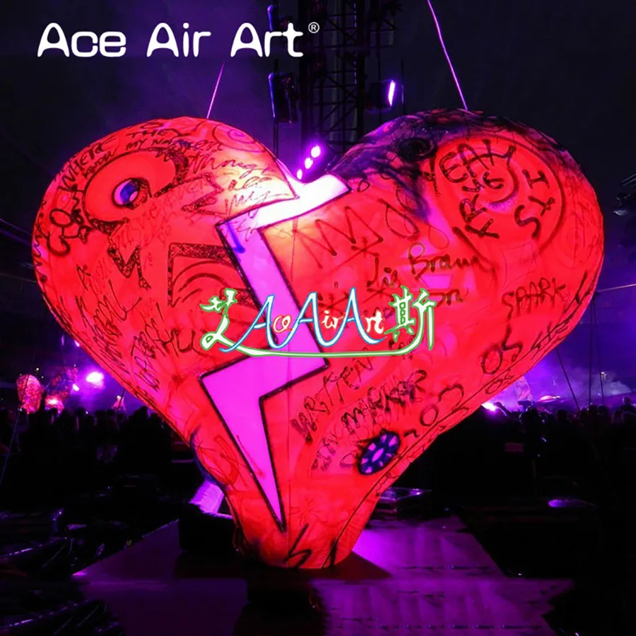 Standing on Ground Decoration Inflatable Broken Heart  with LED LIghts for Event and Party