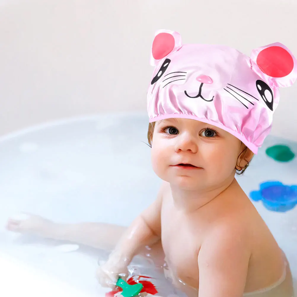 2 قطعة قبعة استحمام للأطفال لينة البوليستر Peva الاستحمام قبعة مرونة صالح قابلة لإعادة الاستخدام غطاء للشعر للأطفال قبعة استحمام قابلة لإعادة الاستخدام قبعات للأطفال #4